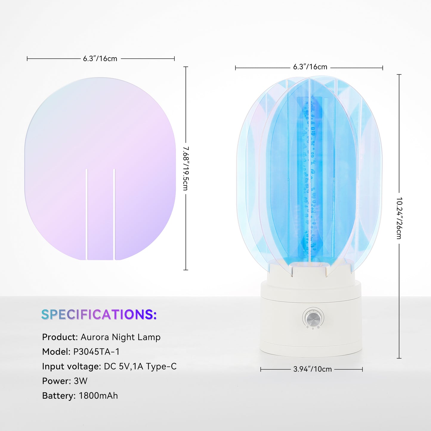 Lampe House Aurora Night Lamp, Creative 3D RGB Light Effects, Rechargeable Battery Operated Dimmable LED Light 360° Rotation Unique Tabletop Lamp, Perfect for Bedroom Living Room Office Party or Gift