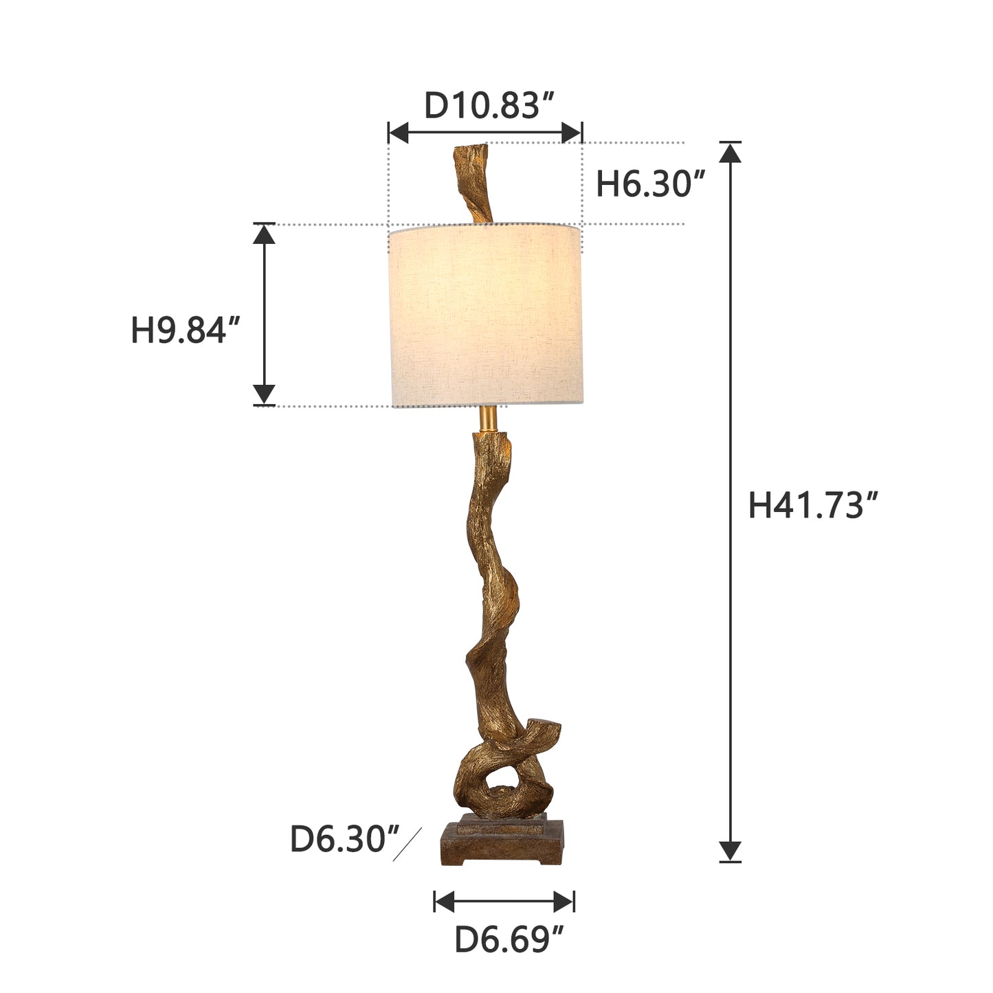 Breba 42" Vintage Style Gold Wood Color Table Lamp