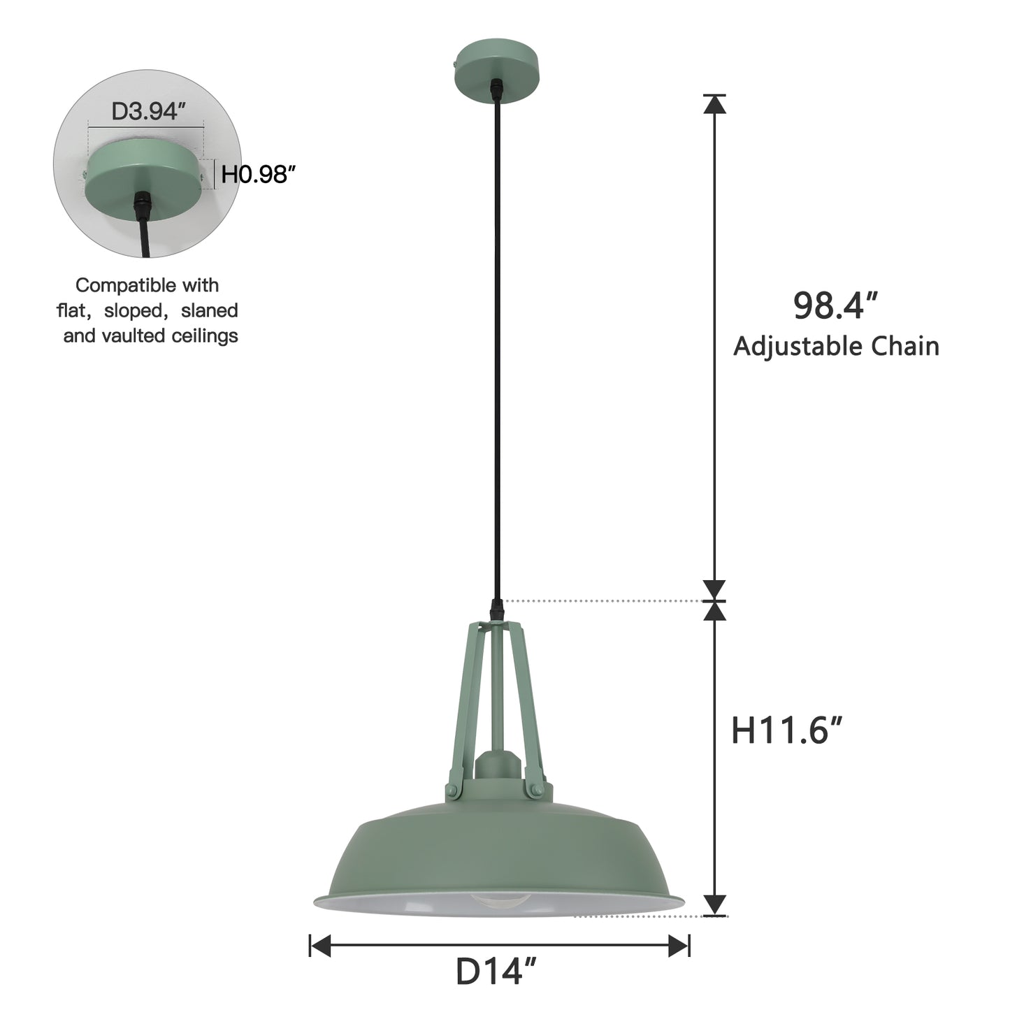 Aglow 1 - Light Single Green Dome Pendant