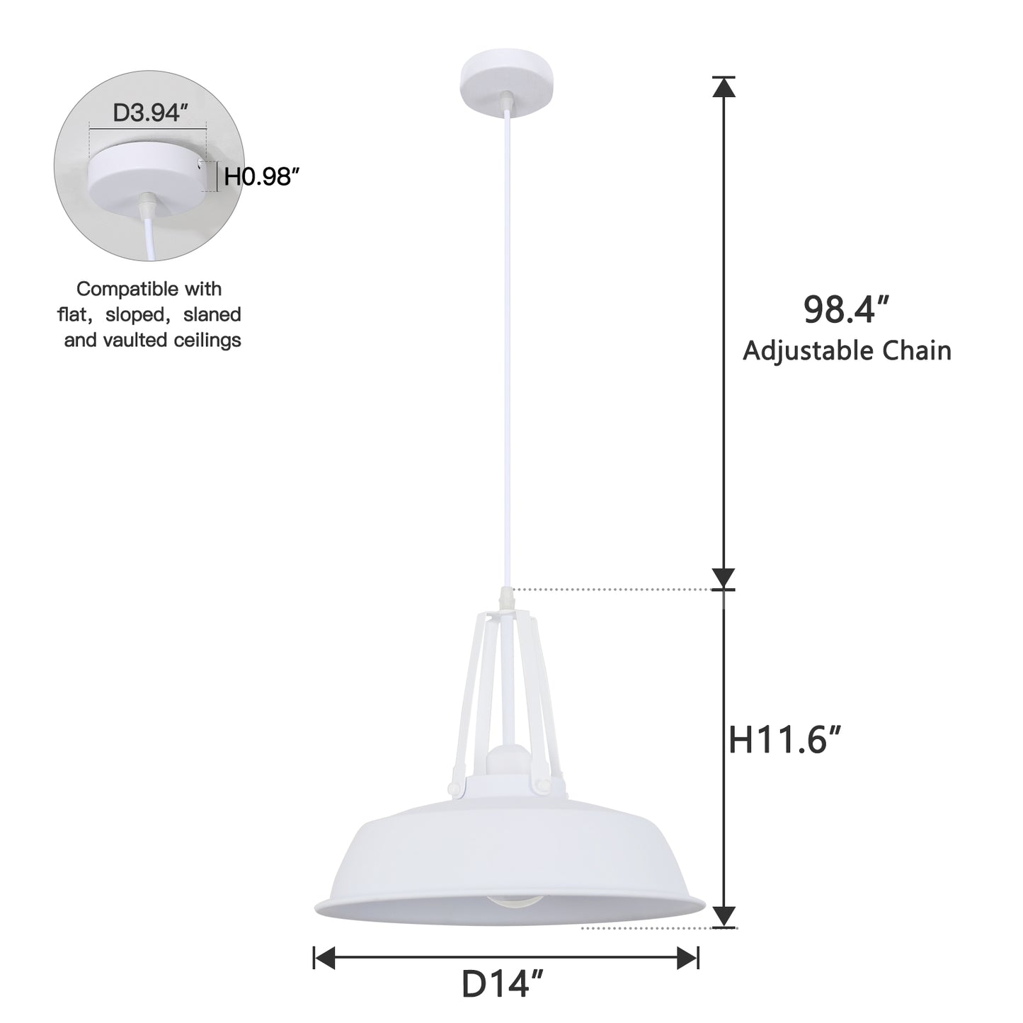 Aglow 1 - Light Single White Dome Pendant